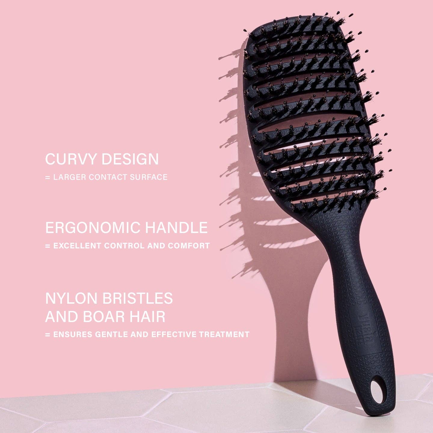 Curvy Brush - Hårbørste med vildsvinehår: Blød Sort