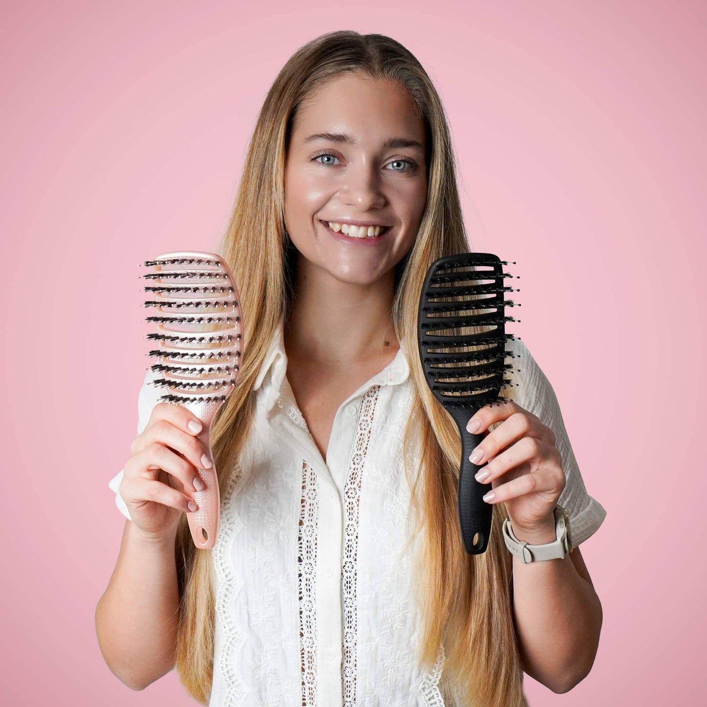 Curvy Brush - Hårbørste med vildsvinehår: Blød Sort